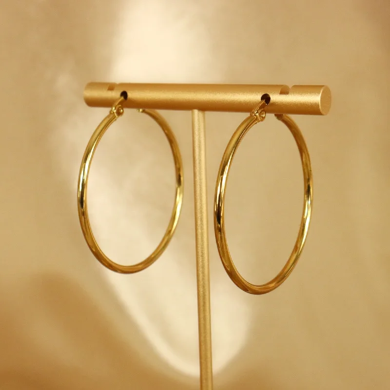 Endless loop earrings-Mia Hoop 18ct gold plated stainless steel hoop earrings