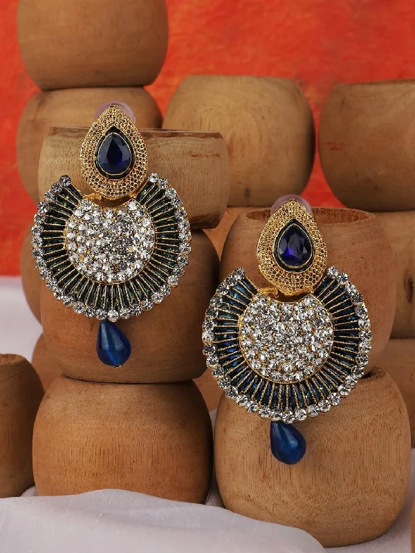 Silk tassel earrings-Mor Pankh Design  Blue Chand bali Earrings For Girls & Women