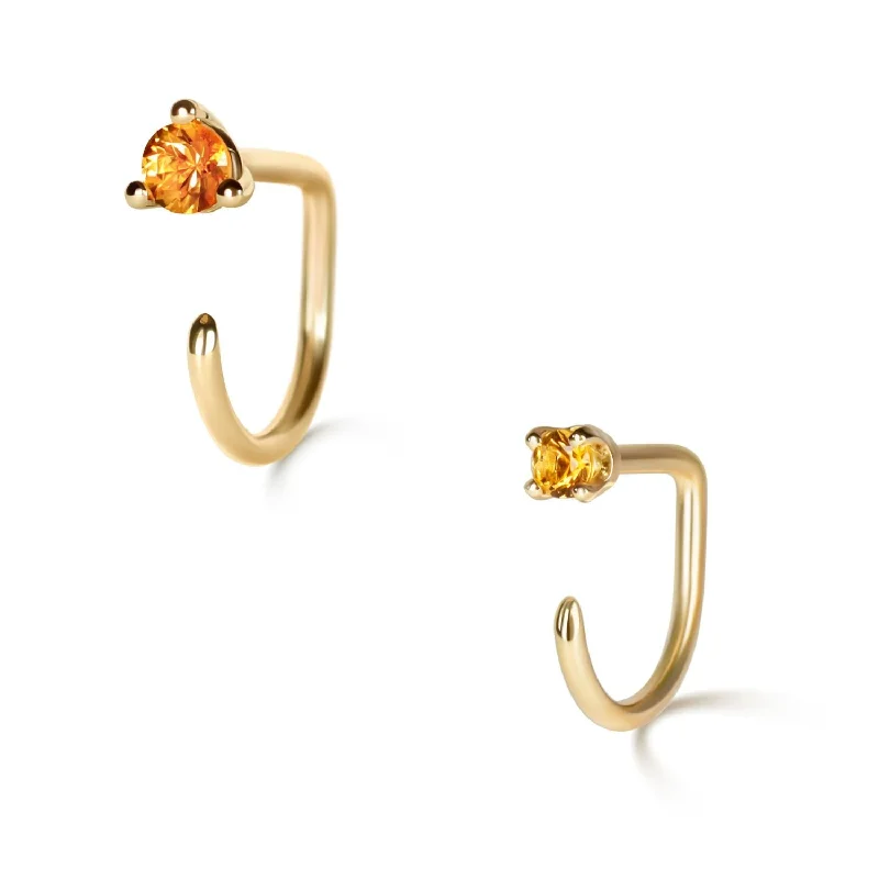 Endless loop rings-Claw Asymmetric Earring Pair, Citrine