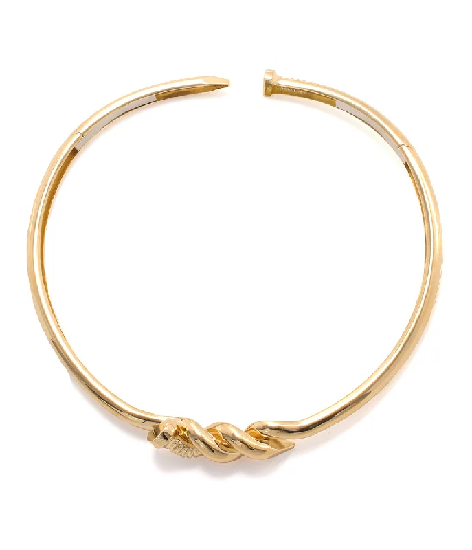 Suede choker necklaces-Twisted Nail Collar, Polished 18K Gold