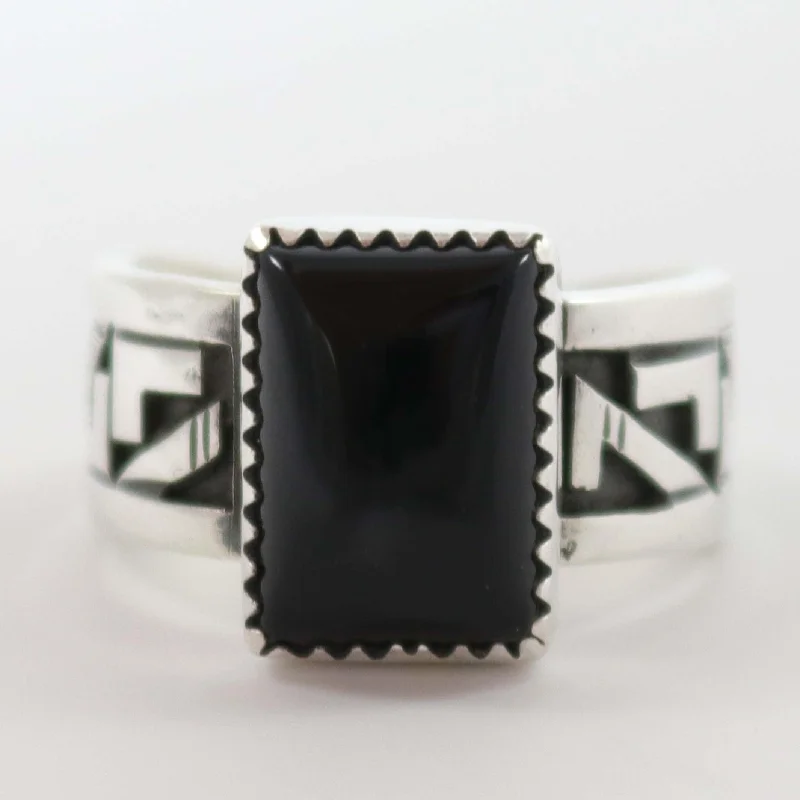 Anchor theme rings-Onyx Ring