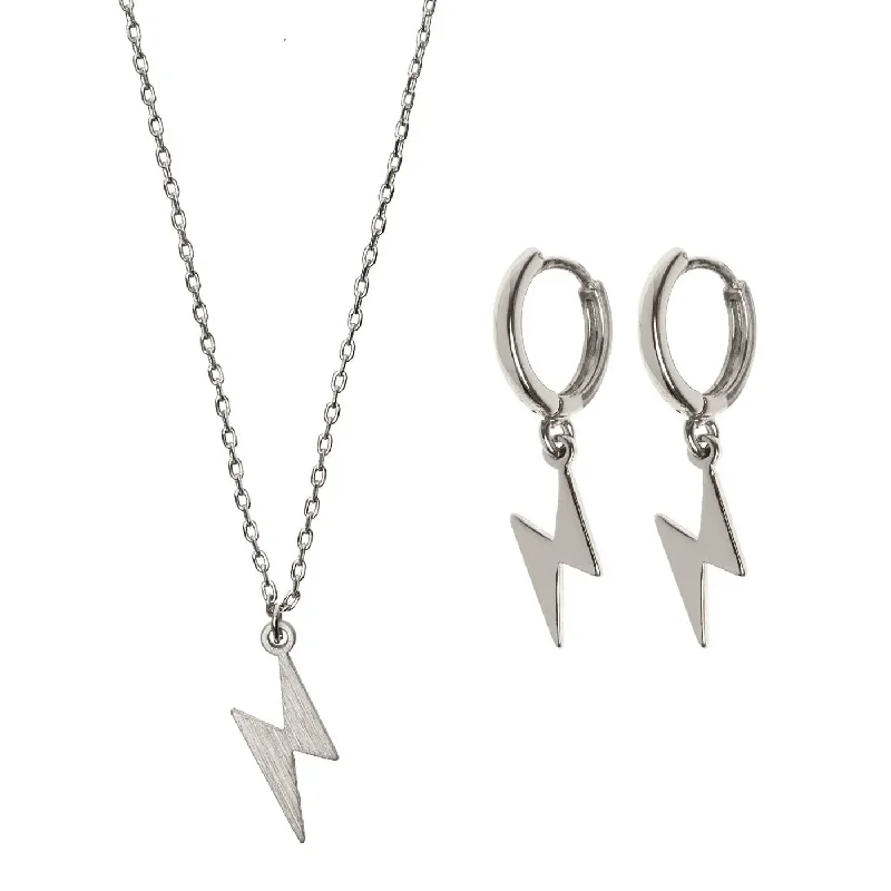 Thin gold earrings-Lightning Set Necklace and Earrings