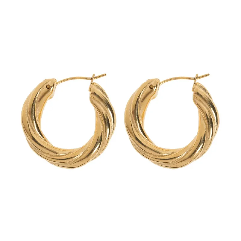 Two-tone earrings-Curved Hoop Earrings