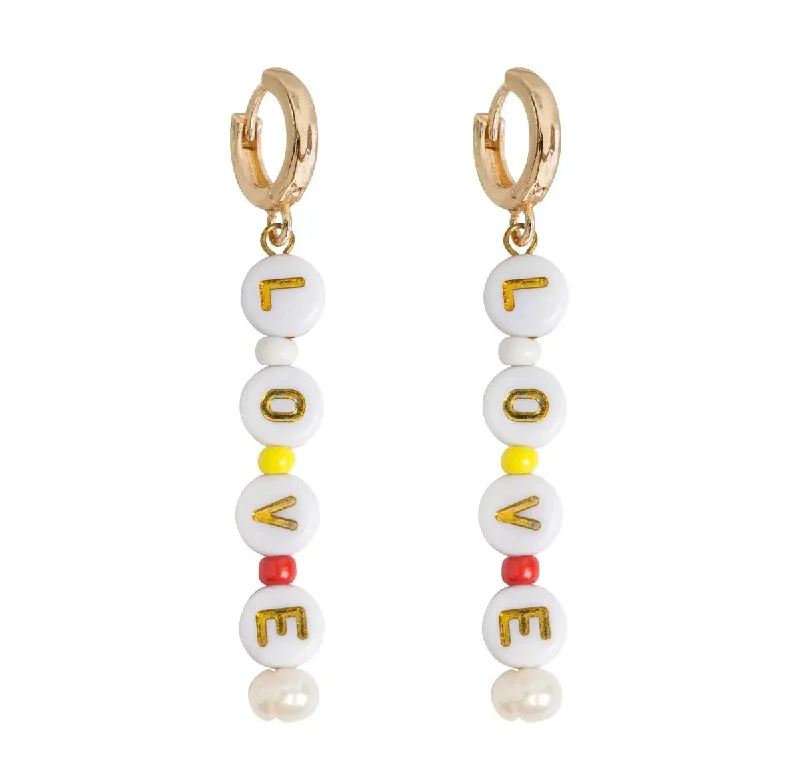 Endless loop earrings-Bead Hoop Earrings LOVE