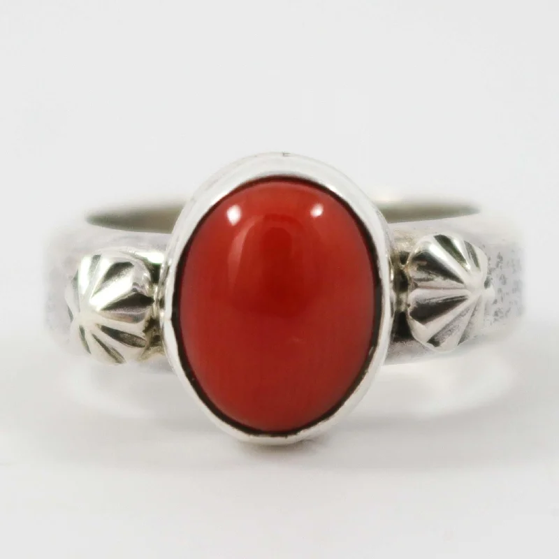 Spring band rings-Coral Ring