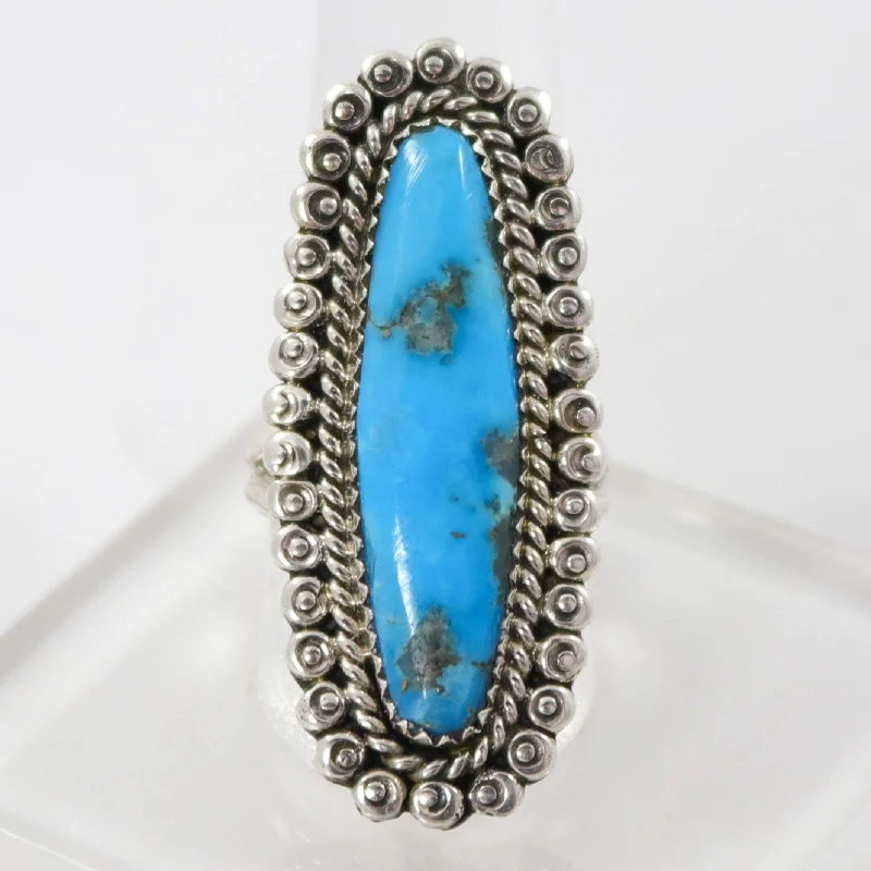 Flower carved rings-Kingman Turquoise Ring