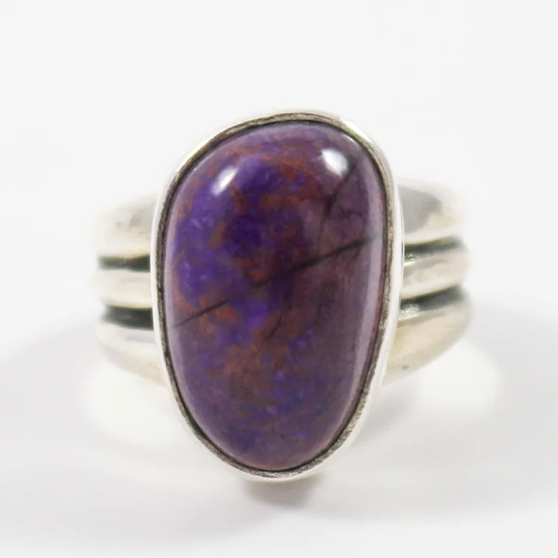 Ornate accent rings-Sugilite Ring