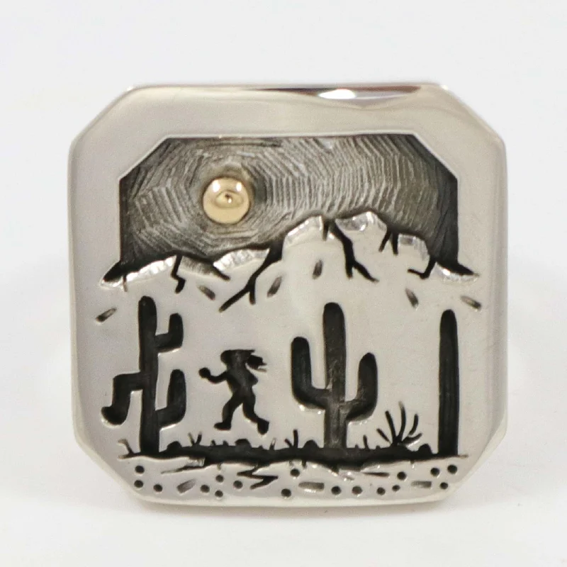 Retro deco rings-Desert Scene Ring