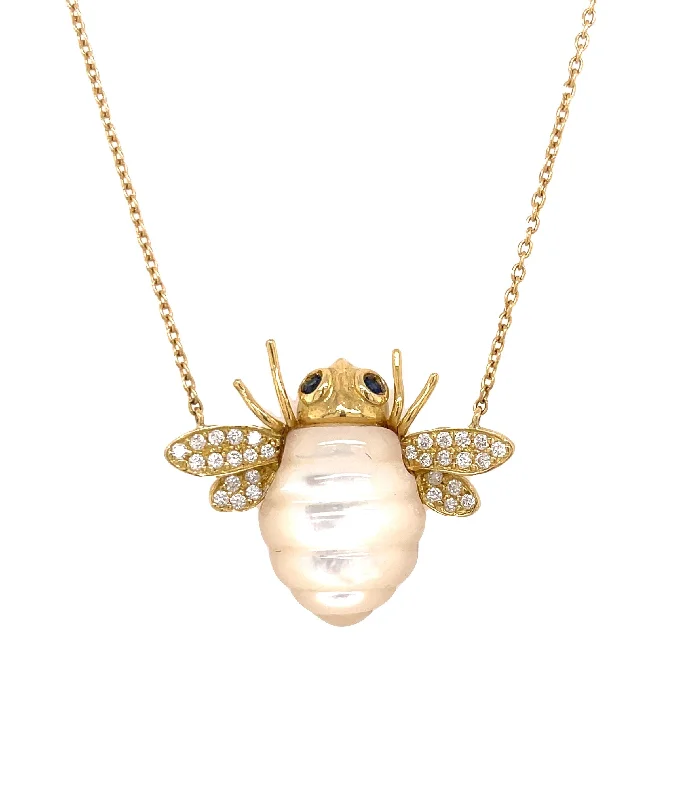 Delicate chain necklaces-Quartz Bee Necklace