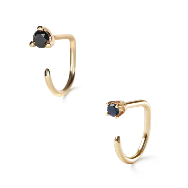 Wood grain rings-Claw Asymmetric Earring Pair, Black Diamond