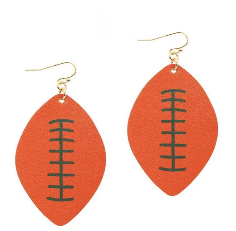 Ceramic clay earrings-College Football Leather Sport Earrings Orange and Green