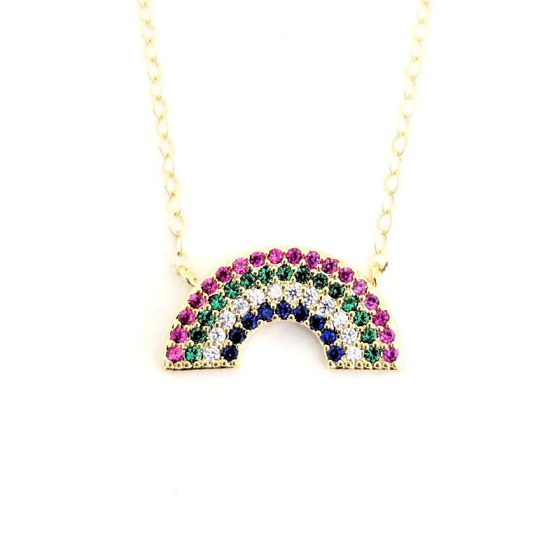 Triple-strand necklaces-Rainbow Pave Necklace