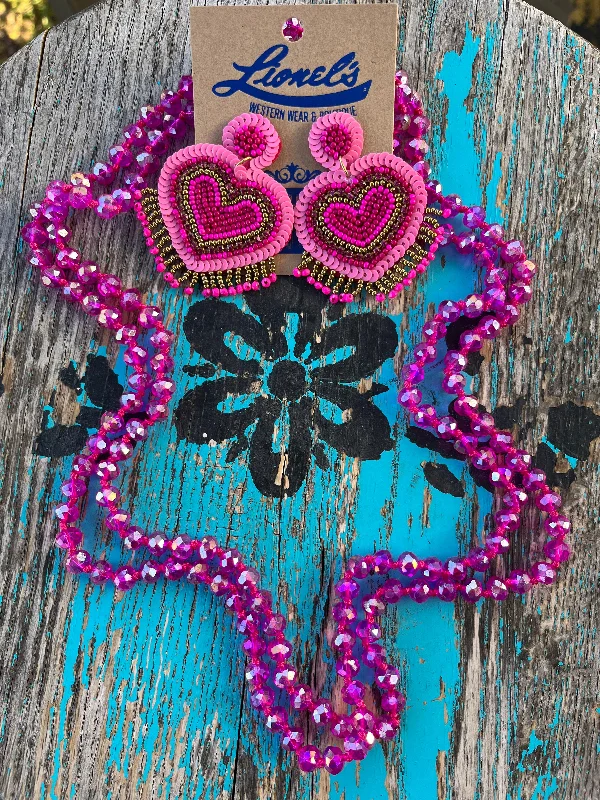 Delicate chain necklaces-Magenta Beaded 60" Necklace