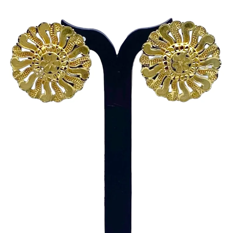 Endless loop rings-Gold Floral shape Stud Earring