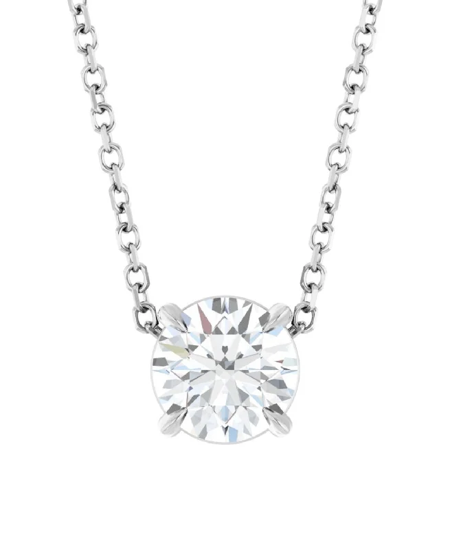 Spring clasp necklaces-1 Carat Round Moissanite Solitaire Pendant Necklace