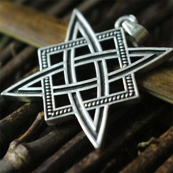 Triple-strand necklaces-Svarog Square Star of Rus Pendant Necklace