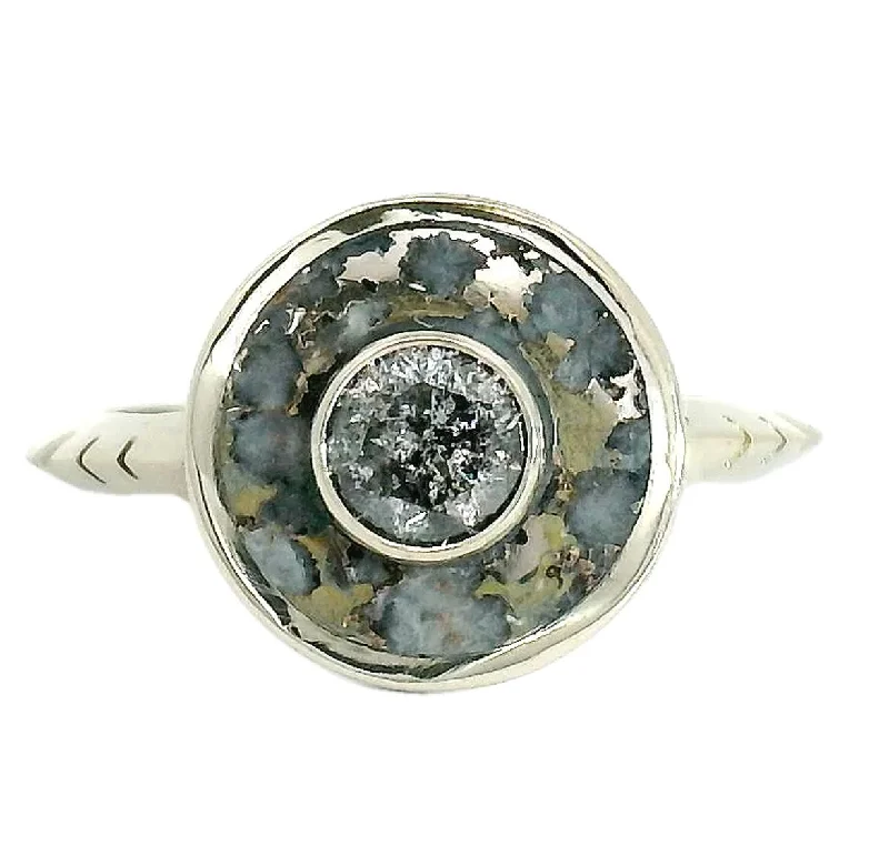 Bird feather rings-Galaxy Diamond and Native Silver Cerclen Ring