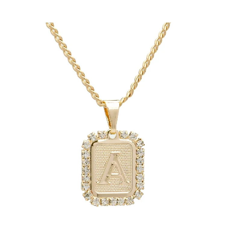 Sparkling gem necklaces-Royal Initial Card Necklace