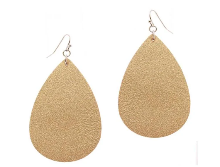 Zigzag design earrings-GOLD FAUX LEATHER DROP EARRINGS