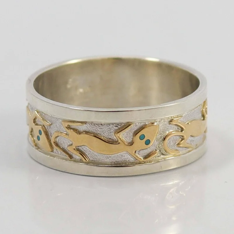 Ornate accent rings-Gold and Silver Lizard Ring