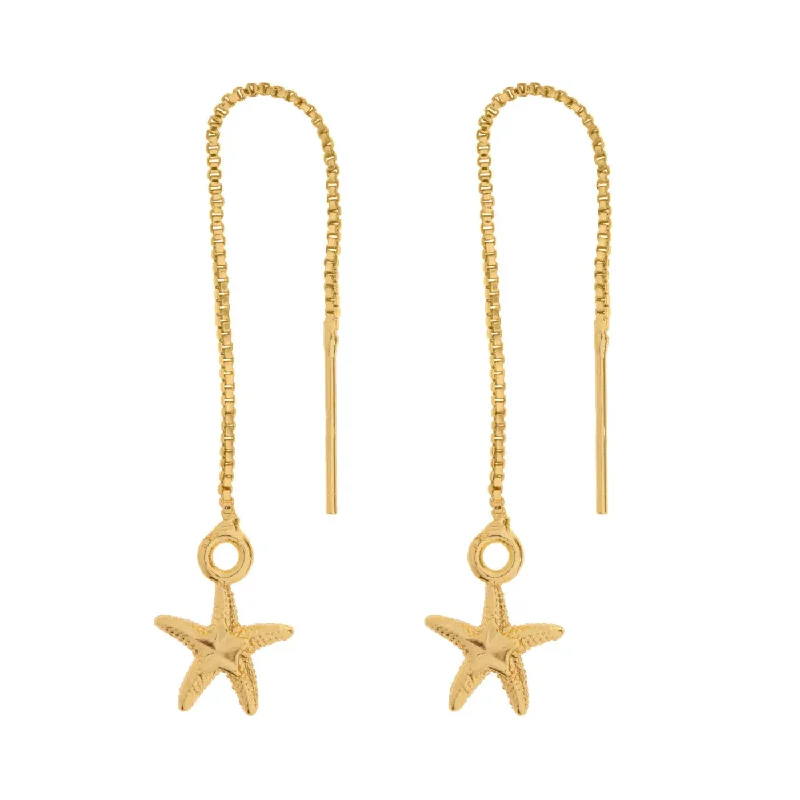 Pentagon stud earrings-Signe - Starfish Chain Earrings