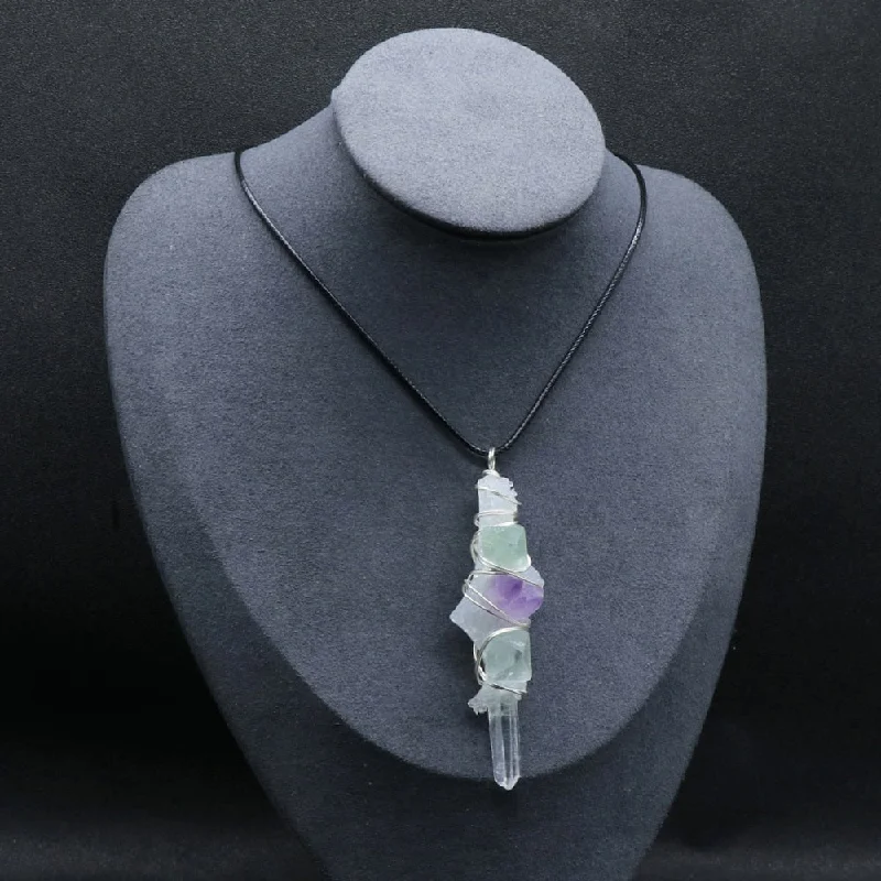 Arabic style necklaces-Crystal Column Stone Pendant