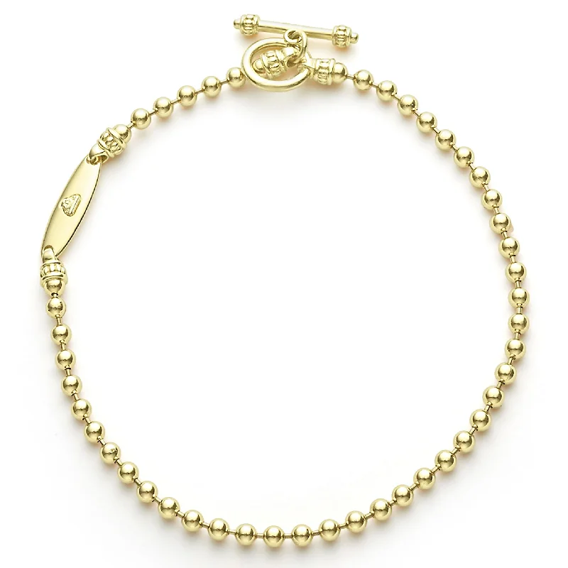 Thin gold bangles-Signature Caviar 18K Gold Beaded Toggle Bracelet