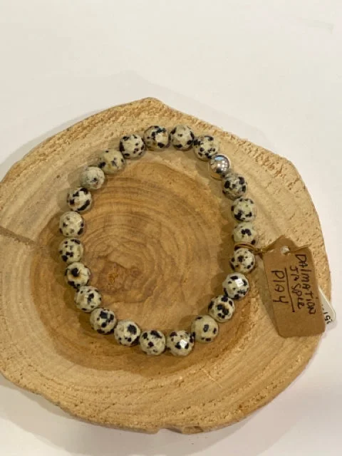 Pentagon shape bracelets-Faceted Dalmation Jasper Bracelet