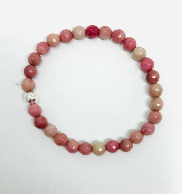 Onyx bead bracelets-Rhodonite Faceted Bracelet