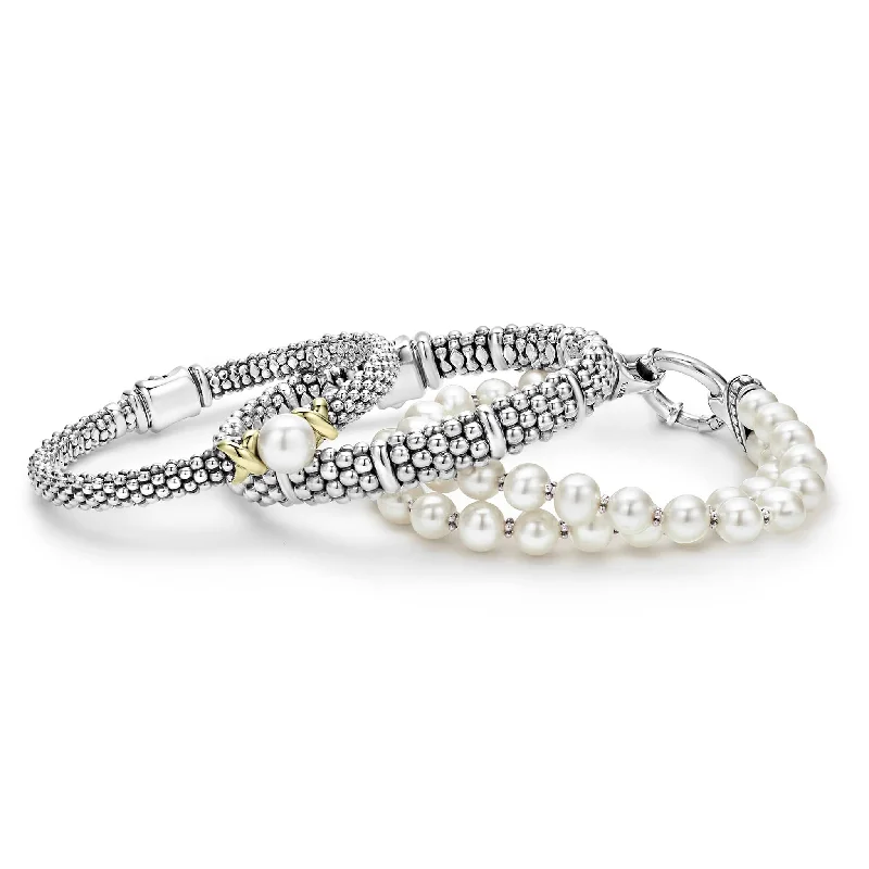 Small star bracelets-Signature Caviar Two-Tone Pearl Bracelet Gift Set