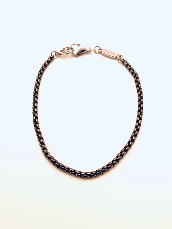 Oversized cuff bangles-Black Steel Chain Bracelet