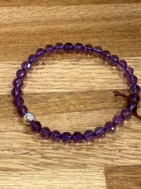 Peace charm bangles-Faceted Amethyst Bracelet