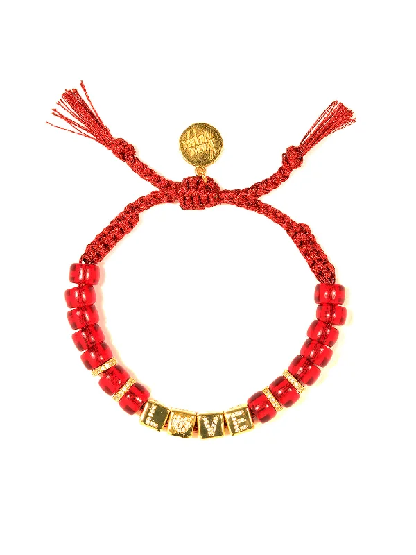 Wide chain bracelets-LOVE BRACELET (METALLIC RED)