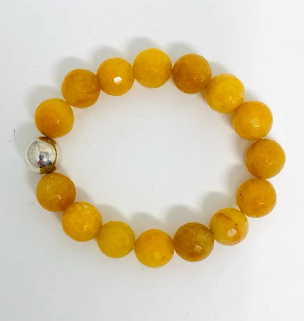 Large gem bracelets-Faceted Yellow Agate Bracelet