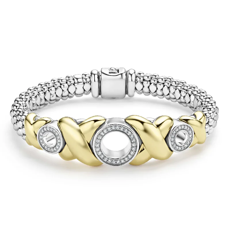 Glittering diamond bangles-Embrace 18K Gold XO Diamond Bracelet