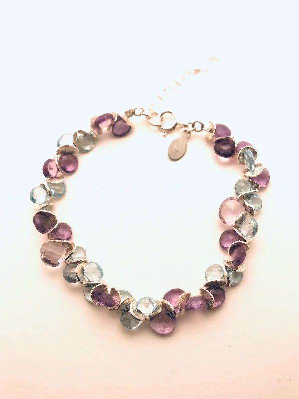 Monogram bangles-Signature Purple and Pink Amethyst with Blue Topaz Sterling Bracelet