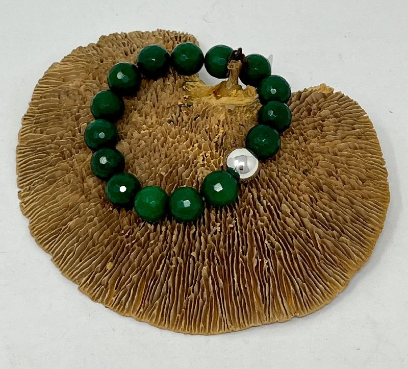 Hexagonal stone bangles-Large Green Agate Bracelet