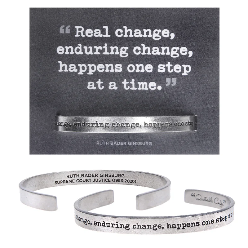 Topaz bead bracelets-Real Change, Enduring Change Happens one Step at a Time Quotable Cuff Bracelet Ruth Bader Ginsburg