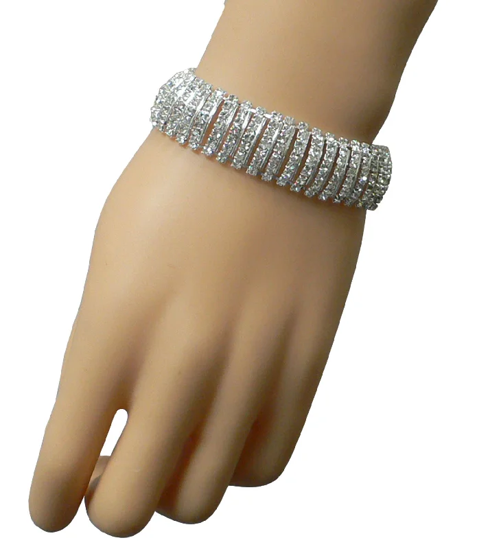 Multicolor bead bangles-Bracelet5945 Bella Crystal Band Bracelet with 300 Crystal White Crystals AD83015-5945