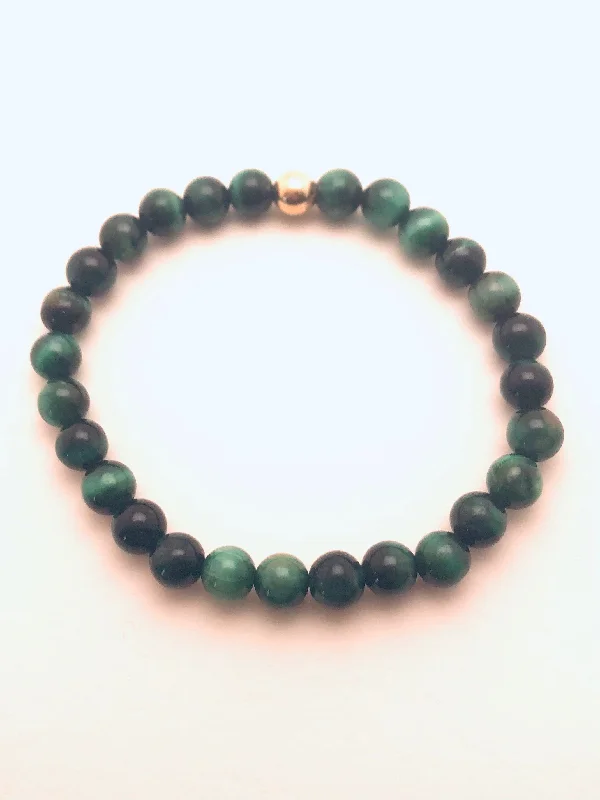 Wide gold bracelets-Green Tiger's Eye Heart Focus Bracelet