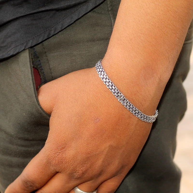 Woven cord bracelets-German Silver Bracelet