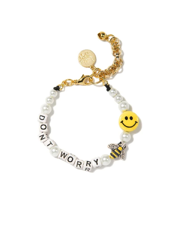 Frosted bead bracelets-DON'T WORRY BEE HAPPY PEARL BRACELET