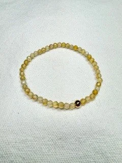 Sunstone charm bracelets-Yellow Agate Faceted Bracelet with Gold Bead