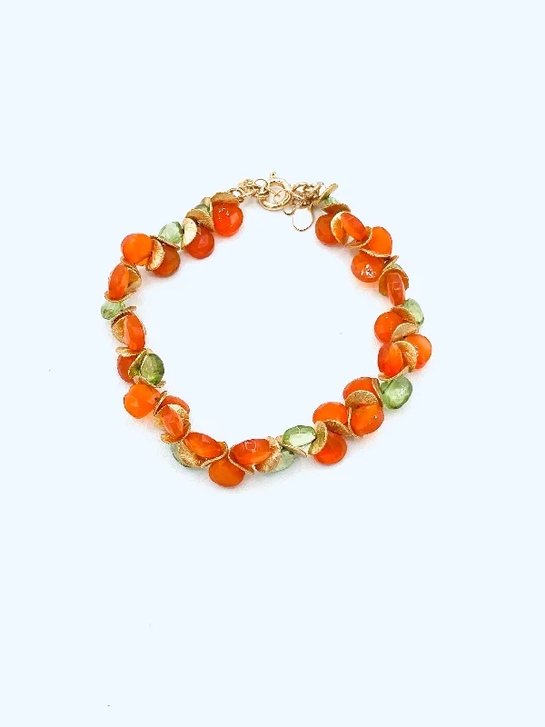 Beaded link bracelets-Signature Carnelian/Peridot Bracelet