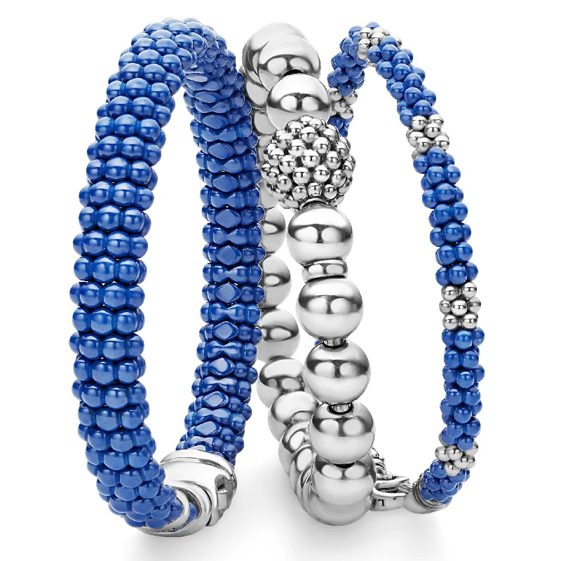 Large gem bracelets-Blue Caviar Ultramarine Ceramic Caviar Bracelet Gift Set