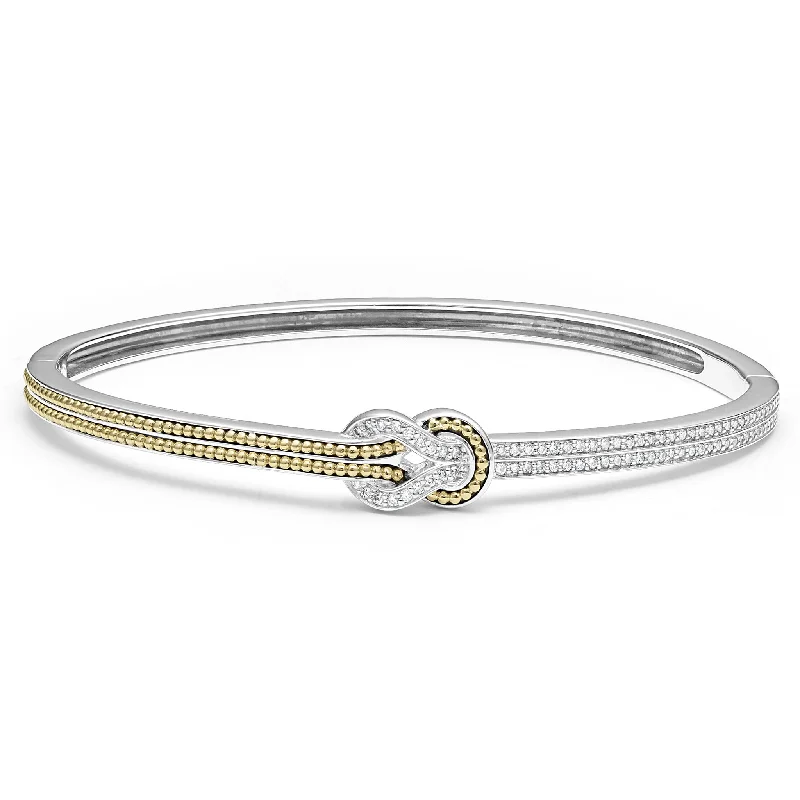 Glittering crystal bangles-Newport Two-Tone Knot Diamond Cuff Bracelet