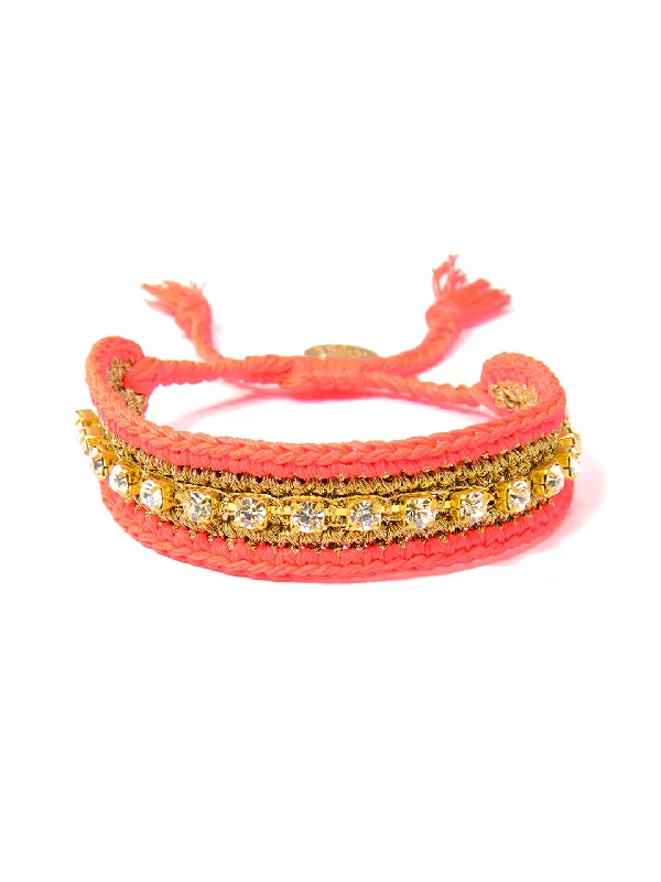 Ornate accent bangles-SEAFOAM BRACELET (NEON ORANGE/GOLD)