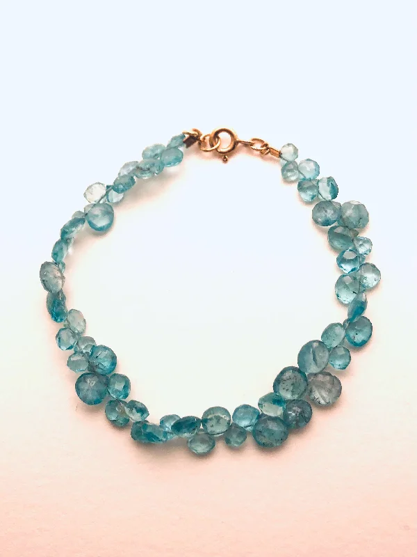 Onyx bead bracelets-Aqua Apatite Briolette Bracelet