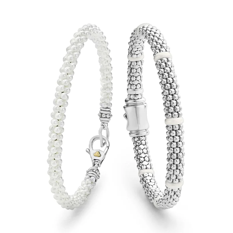 Circular link bracelets-White Caviar White Ceramic Caviar Bracelet Gift Set