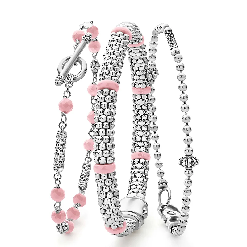 Zigzag pattern bracelets-Pink Caviar Caviar Beaded Bracelet Gift Set